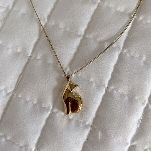 Wolf and Badger Gold Cat Necklace